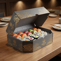 Boîtes d'emballage en papier pour sushis écologiques personnalisées, boîtes en carton ondulé pour fruits de mer avec logo personnalisé imprimé, pour la vente à emporter