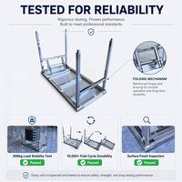 Table de préparation pliante en acier inoxydable, barbecue d'extérieur, plan de travail portable pour pique-nique et camping, étagère inférieure, résistant à la corrosion, robuste