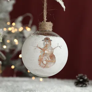 थोक 8cm विभिन्न पैटर्न सफेद क्रिसमस पेड़ फांसी गहने क्रिसमस सजावट गिलास गेंदों