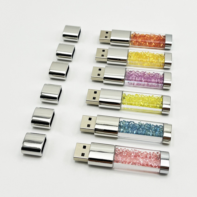 32GB Cross-Border Special USB 2.0 64GU Metal U Disk Creative Business Gift Logo Engraving Broken Diamond Jewelry USB Flash Drive