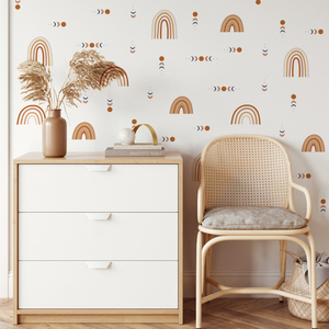 Pegatinas de pared con diseño de arcoíris, <span class=keywords><strong>sol</strong></span> <span class=keywords><strong>y</strong></span> estrellas, estilo ecléctico, autoadhesivas de PVC, removibles, reutilizables, arte de pared para habitación de niños, sala de estar - Product Image 4