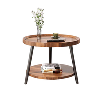 Table basse ronde à 2 niveaux en MDF durable et écologique, table d'appoint moderne et portable, meubles de décoration pour la maison, le bureau et le salon