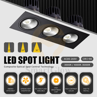 Spot encastré LED carré à double tête COB, éclairage de plafond, 7W 12W 24W 36W, spots orientables carrés, éclairage encastré