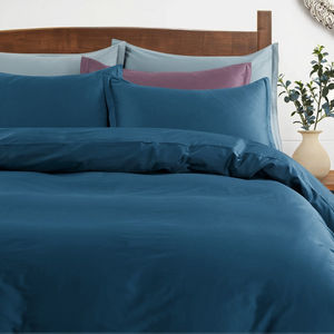 Juego de funda nórdica sólida tejida con certificado Oeko-Tex de estilo moderno 135x200cm 300TC 100% algodón satén 2 uds transpirable suave <span class=keywords><strong>cama</strong></span> para el hogar - Product Image 4