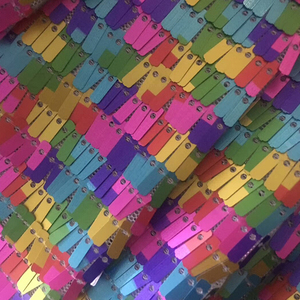 High Quality Spandex <strong>Polyester</strong> 3d Magic Embroidery African Dress Cloth 9mm Long Rainbow <strong>Rectangular</strong> Sequin Mesh Lace Fabric - Product Image 1