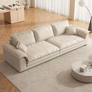 Italian Minimalist Tech Fabric <b>Sofa</b> Three Seater Light Luxury Modern Simple Straight Line Design <b>For</b> Small Apartments - Product Image 2