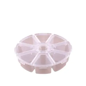 Kleine 8 Fächer Clear Round Circle Plastic Craft Nähen Organizer Box