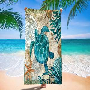 Serviette de plage d'été douce et absorbante, sans sable, avec imprimé tortue de mer, séchage rapide, en fibres ultra-fines, pour le sport - Product Image 1