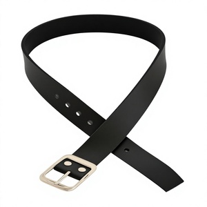 Ceinture décontractée vintage en cuir de vache noir BS INTERNATIONAL avec boucle ardillon en acier, design rectangulaire solide, durable, imperméable et écologique - Product Image 6