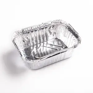 Square 470ml Food Grade Approved Takeaway Warmer Food Packaging Box Mcirowave Food Containergoldminum Foil Custom Size Silver
