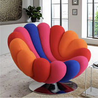 Fauteuil simple moderne minimaliste italien, fauteuil de détente pivotant pour salon, fauteuil Anémone