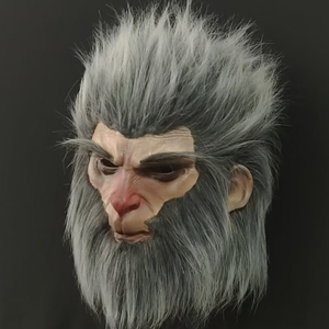 Máscara de Látex Realista de Mono Mayor con Cabello Plateado, Detalles Intrincados, Textura Densa, Apariencia Majestuosa, para Halloween, Cubre Toda la Cara - Product Image 5
