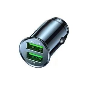Mini Car Charger 30W QC3.0 Fast Charging Dual <b>USB</b> Ports For Car Cigarette Lighter <b>Socket</b> Black And Silver - Product Image 1