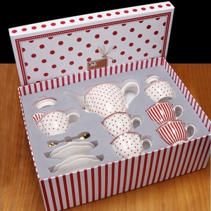 Hot Selling European Style 15pcs Ceramic Coffee and <b>Tea</b> <b>Sets</b> Red and Black Color Scheme - Product Image 5