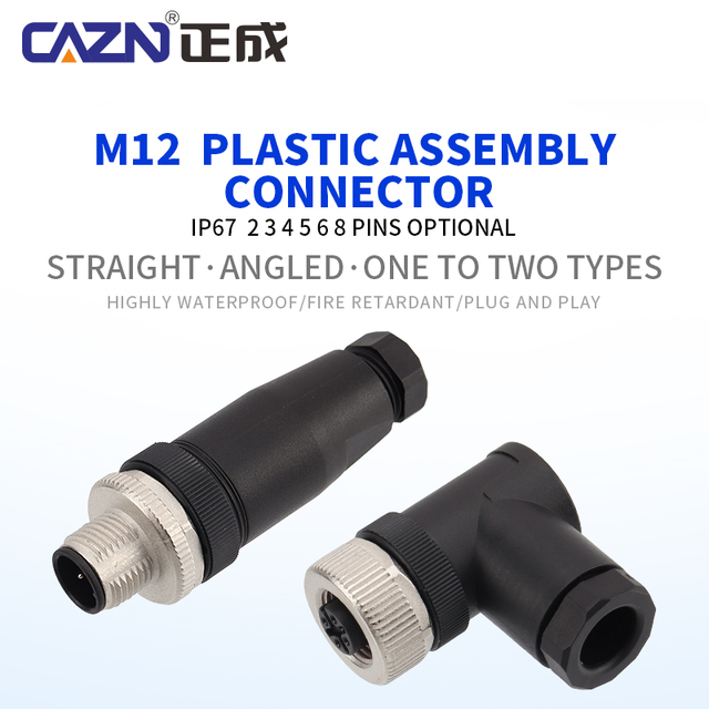 M12 5pin Plastic Assembled Plug Male Female Screw Thread  a B D Code Plastic M12 Circular Connector