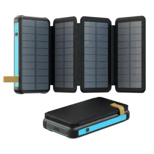 20000mAh Waterproof Solar Power Bank Outdoor Camping Portable Folding Solar Panels 5V 2A USB Output Device Sun Power For iPhone