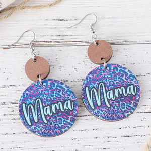 Pendientes redondos con estampado de leopardo de madera hechos a mano, pendientes de doble cara, regalo de moda para el día de la madre para mujer - Product Image 2