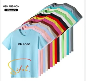 Sifot venta al por mayor logotipo personalizado de los hombres de color liso peso pesado camiseta de gran tamaño 230 GSM bordado recortado cuello redondo - Product Image 3