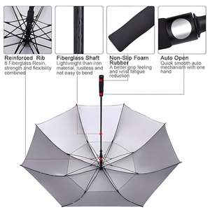 Fiberglass <b>Frame</b> Double Layer Extra <b>Large</b> Oversize Straight Windproof Stick Rain Umbrellas Golf Semi-Automatic Control 130cm - Product Image 6
