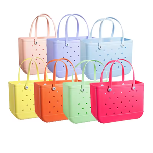Femmes 2025 été imperméable Shopping sacs fourre-tout grande taille simplement EVA mousse bonbons couleurs grande capacité plage trous sacs à main - Product Image 1