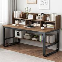 Bureau d'ordinateur en bois avec étagère, table de travail et d'étude écologique pour la maison ou le bureau, design moderne et simple