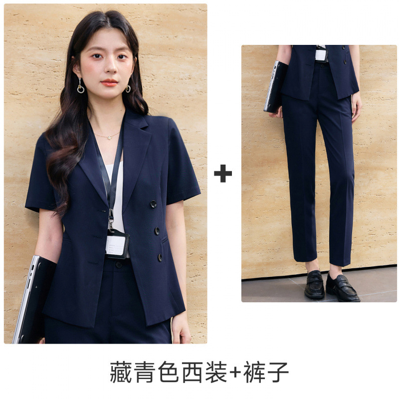Navy blue suit trousers