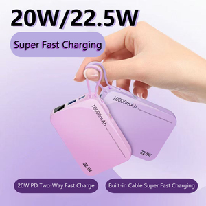 Batería Externa Portátil Mini <span class=keywords><strong>de</strong></span> 10,000mAh con Carga Súper Rápida PD <span class=keywords><strong>de</strong></span> 20W, Cable Integrado y Pantalla Digital, Superventas - Product Image 4