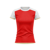 Camiseta Deportiva Ajustada de Manga Corta Color Granate para Mujer, Talla Grande, Estilo Queensland, Ropa Deportiva para Aficionadas al Fútbol