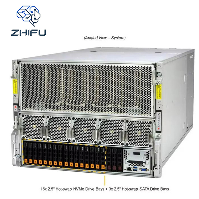 8U High Performance GPU Server Baseboard Chassis with 16x 2.5 NVMe Hot Swap Drive Bays AI Deep Learning System