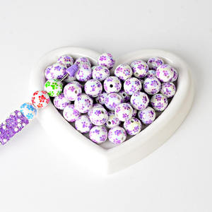 Perles rondes en acrylique plaqué couleur nacrée 16 mm, motif griffe de chat, pour la confection de chaînes de téléphone portable, porte-clés, accessoires de stylo, décoratifs - Product Image 3