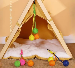 Wholesale Funny Hangable Sisal Ball Set Colorful Ball Cat Toy <b>Bite</b>-resistant Cat Sounds Teasing Cats Hanging Ball Toy - Product Image 2