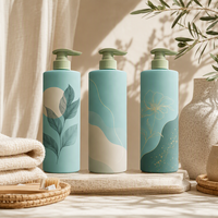 Bouteille en plastique HDPE ovale de 500 ml en gros, OEM, avec impression sérigraphique personnalisée, bouchon à vis et pompe, pour lotion, gel douche, produits pour les mains