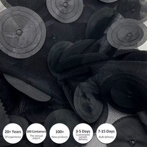 Liquidation d'usine vente de dentelle légère de marque de haute qualité 100% Polyester 80GSM tissu de filet de broderie de maille noire pour robe - Product Image 3