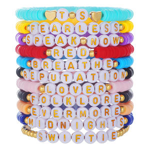 Bijoux en acier inoxydable Bracelets <span class=keywords><strong>d</strong></span>'amitié <span class=keywords><strong>d</strong></span>'usine <span class=keywords><strong>Lettre</strong></span> Nom Perles colorées Bracelet Bijoux de mode Bracelet Couples Amis - Product Image 1