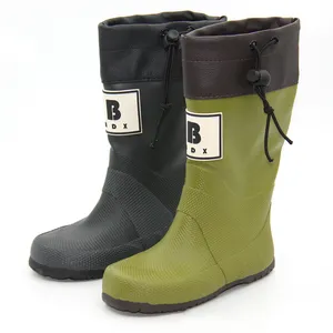 Üretim toptan çocuk wellies su geçirmez kauçuk gumboots hafif katlanabilir çocuk yağmur çizmeleri