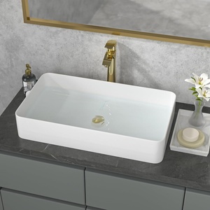 <span class=keywords><strong>Lavabo</strong></span> Moderno Personalizzato con Ampio Piano d'Appoggio in Pietra Artificiale, Elegante Lavandino da <span class=keywords><strong>Bagno</strong></span> per Hotel e Appartamenti - Product Image 3
