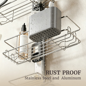 WIREKING Portaoggetti da <span class=keywords><strong>Doccia</strong></span> in Alluminio Antiruggine da Appendere Sopra la <span class=keywords><strong>Doccia</strong></span> con Porta Rasoio e Cestello per Spugna e Sapone - Product Image 3