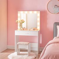 Coiffeuse moderne d'angle pour chambre à coucher avec tabouret blanc