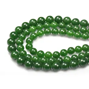 Hot Selling Natuurlijke Edelsteen 4Mm Tot 20Mm Glad Ronde Groene Taiwan Jade Losse Kralen Voor Diy Sieraden Maken