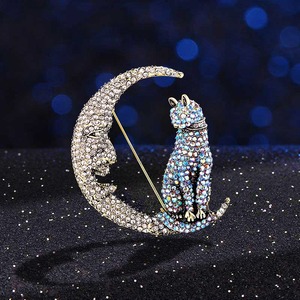 <span class=keywords><strong>Spilla</strong></span> Vintage a Forma di Luna con Strass, Elegante Accessorio per Cappotti da Donna, <span class=keywords><strong>Spilla</strong></span> per Abiti da Uomo - Product Image 4