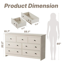 Nouvelle commode de chambre à coucher en bois multifonctionnelle à 7 tiroirs en acier inoxydable moderne et tendance