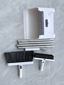 Ensemble <span class=keywords><strong>balai</strong></span> et pelle pliables 4-en-1, poils doux en PP écologiques, <span class=keywords><strong>manche</strong></span> en acier pour le nettoyage domestique et extérieur - Product Image 5