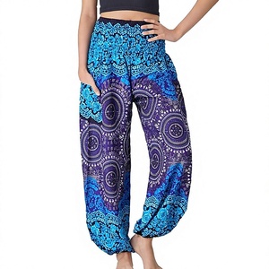 Pantalones Harem de Algodón 100% con Logotipo de Marca Personalizado OEM, Opción Multicolor, Ropa Boho para Yoga con Bolsillos y Puños Acanalados para Mujer - Product Image 1