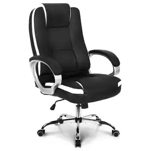 Hot-Sale chaise de bureau directeur confortable en cuir noir dos métal cadre pivotant chaise de bureau de direction