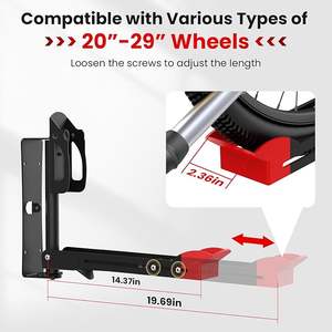 Support mural réglable en acier pour vélo, support de rangement vertical avec crochet pivotant et cintre pour <span class=keywords><strong>le</strong></span> stationnement des vélos dans <span class=keywords><strong>le</strong></span> garage - Product Image 4