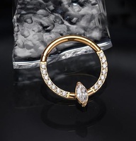 Anneaux segmentés articulés en Titane G23 ASTM F136 avec Opale Marquise et Pavé de Zircone Cubique pour Piercings de Nez, Septum, Conch, Hélix, Daith - Bijoux