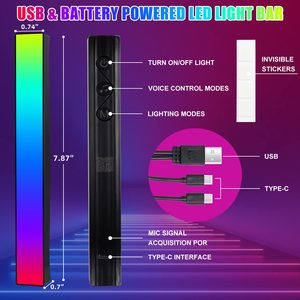 5V USB sạc giọng nói kích hoạt nhịp điệu thanh ánh sáng RGB điều khiển âm thanh 32 bit Mức độ âm nhạc đèn <span class=keywords><strong>led</strong></span> - Product Image 2