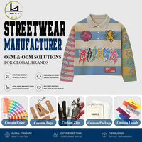 T-shirts Polo Huili Vintage Délavés Style Streetwear Coupe Oversize Homme avec Logo Brodé et Rayures Manches Longues