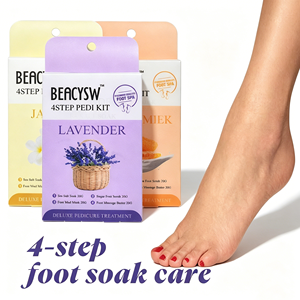 Productos para el cuidado de los pies de pedicura en remojo, incluyendo gelatina en remojo, sal marina, máscara de barro, exfoliante, crema de urea para pies - Product Image 1