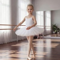 Rok Tutu Balet Profesional Ombre Pink Hijau untuk Anak Perempuan, Bahan Spandex/Polyester, Tulle Keras Model Pancake untuk Latihan & Pertunjukan Tari